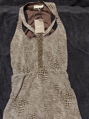 NWT Y2K Deadstock byCorpus Brown Snake Print Hook-and-Eye Mini Dress